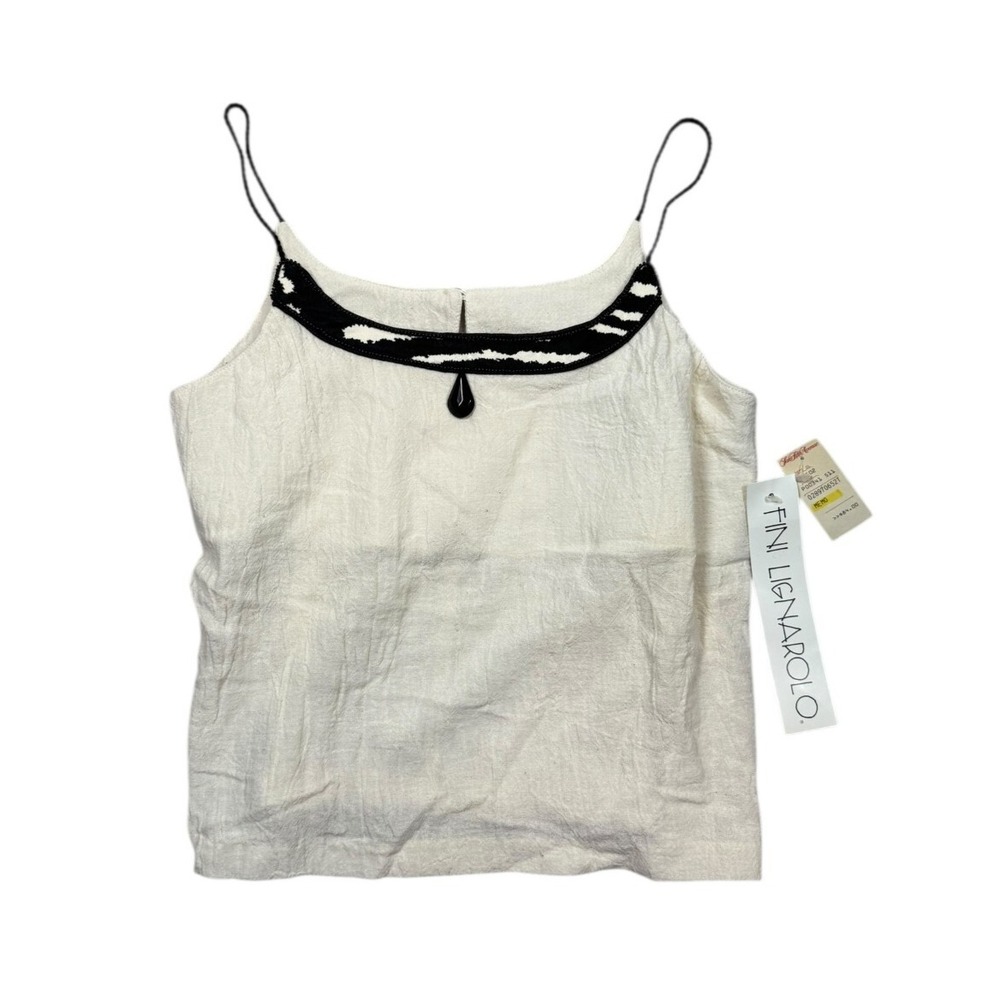 VTG Fini Lignarolo Women's Cream Cotton Ultra Sleeveles Camisole Top Sz 8 NWT